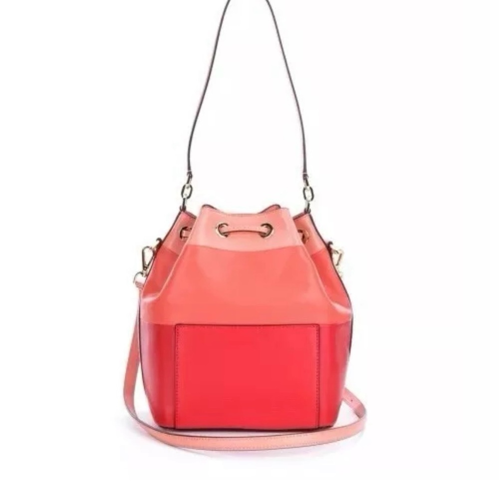 MICHAEL Michael Kors Dottie Pink/Pink Grapefruit/Peach Leather Bucket Bag